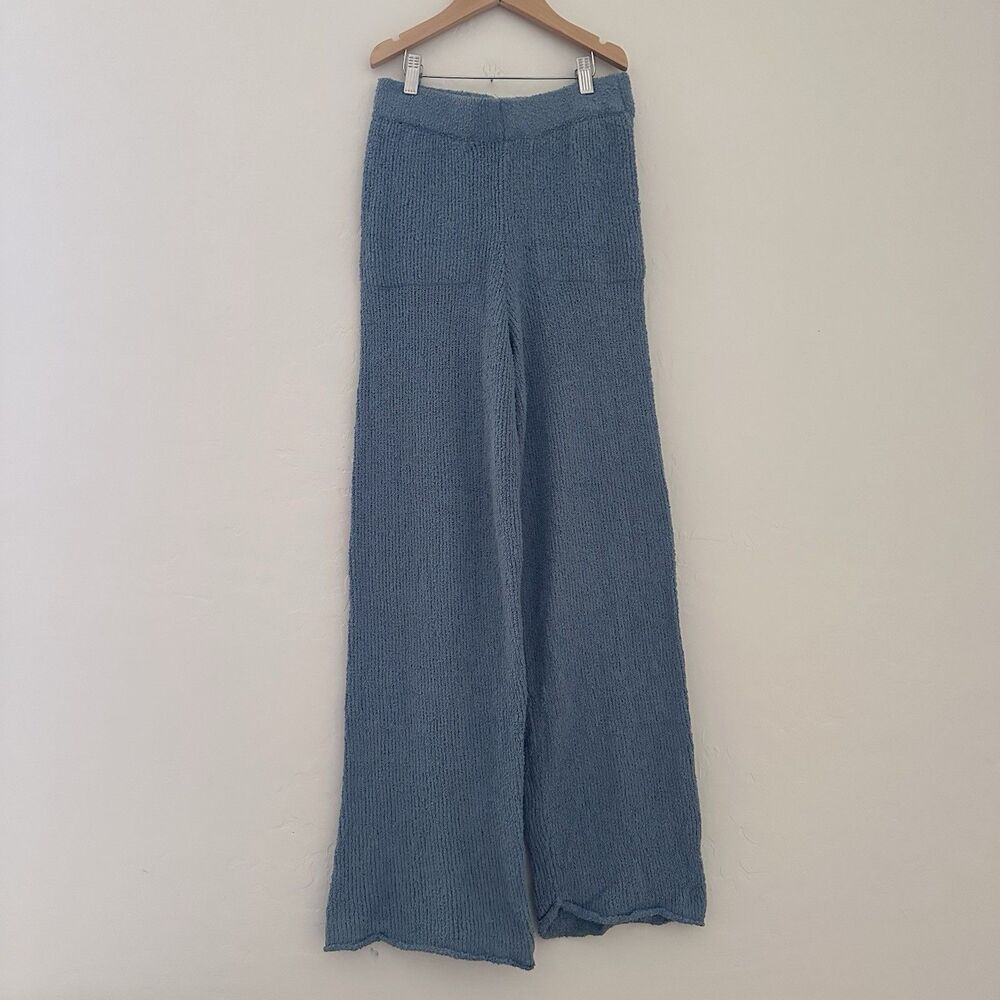 Free People FP Beach Blue Textured Knit Wide Leg Lounge Pants Women’s XS